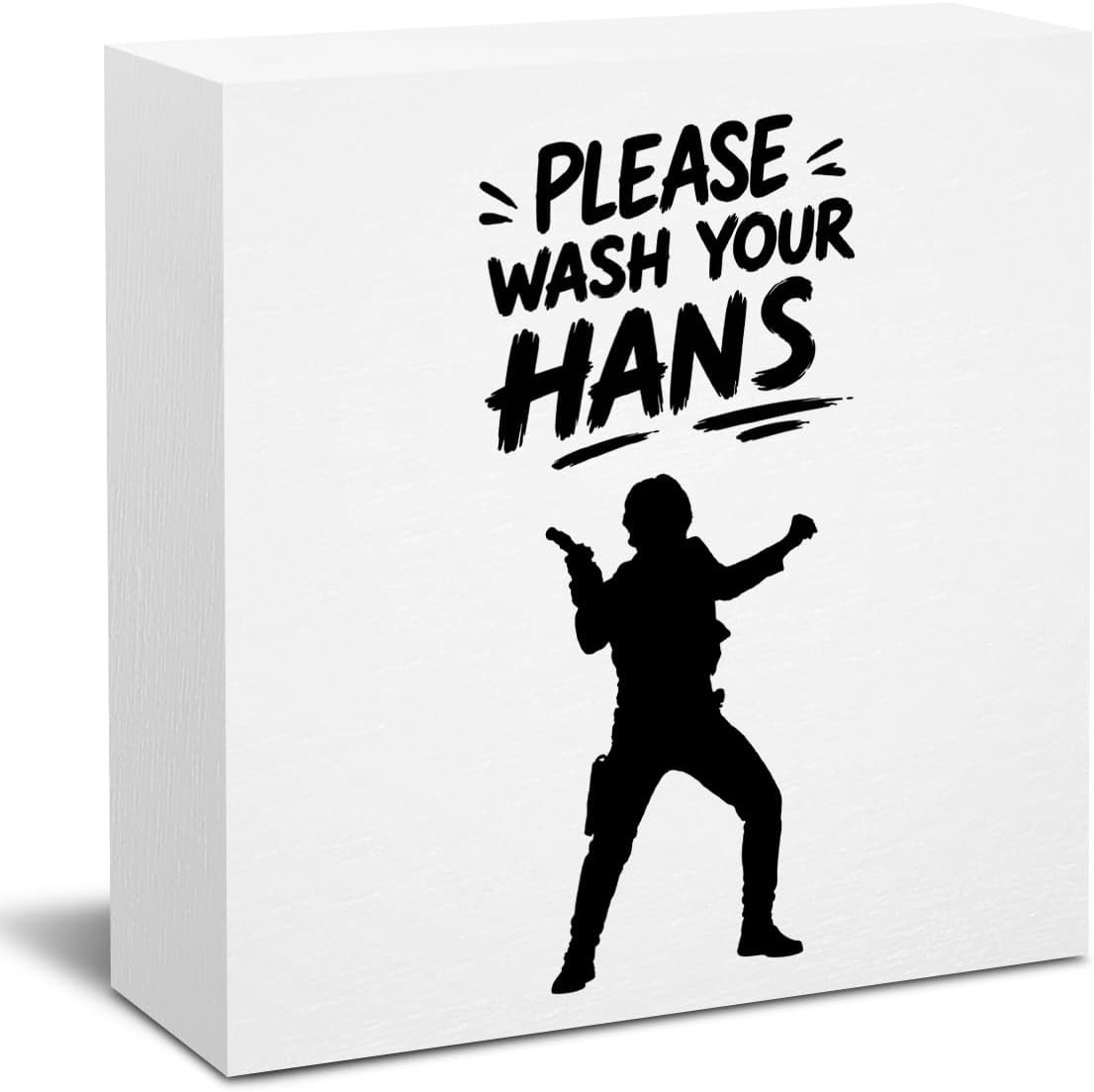Bathroom Decor Wash Your Hans Funny Wooden Box Sign 5 x 5 Inches | Humor for Res