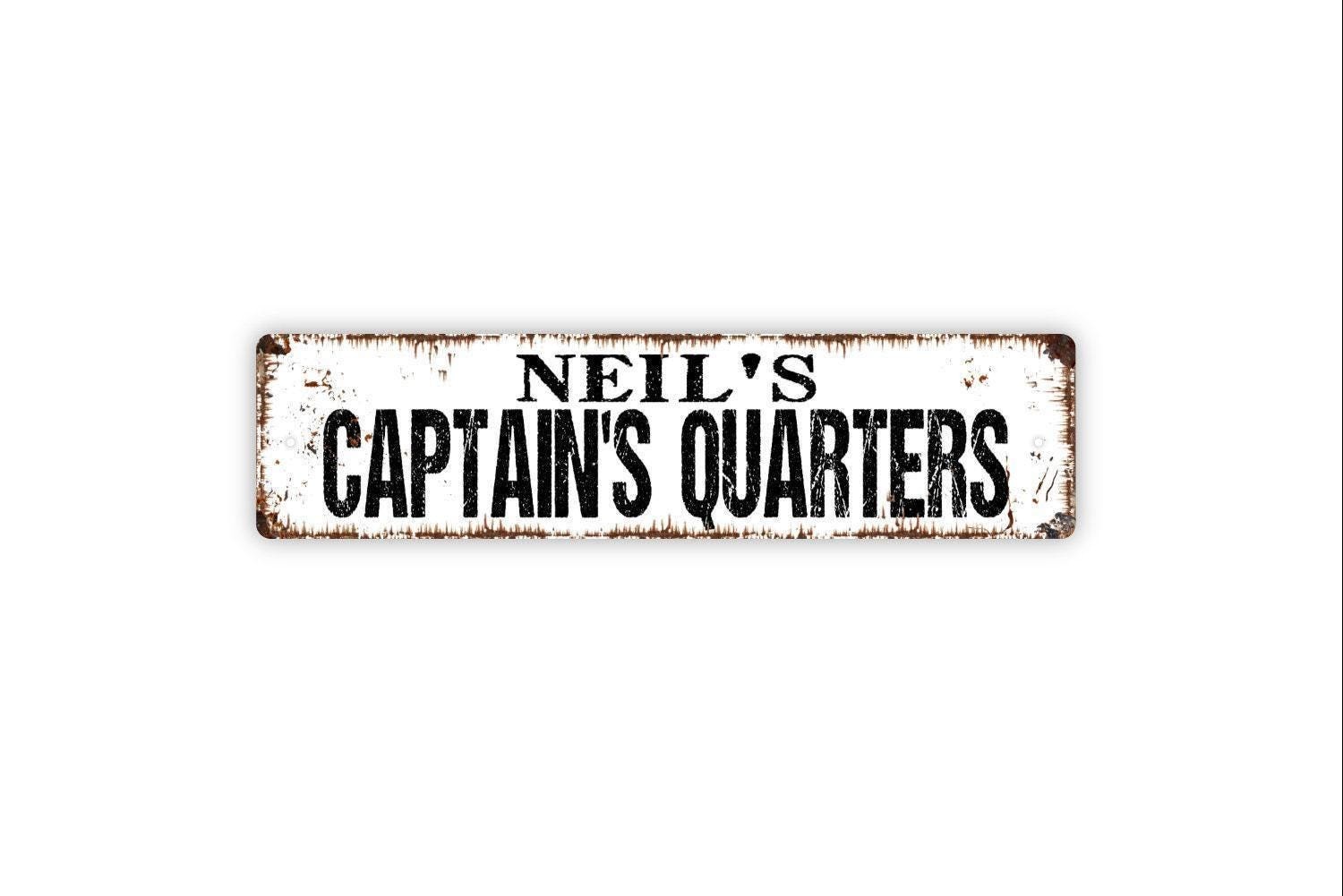 Personalized Captain’s Quarters Sign Metal Wall Decor Custom Name Nautical
