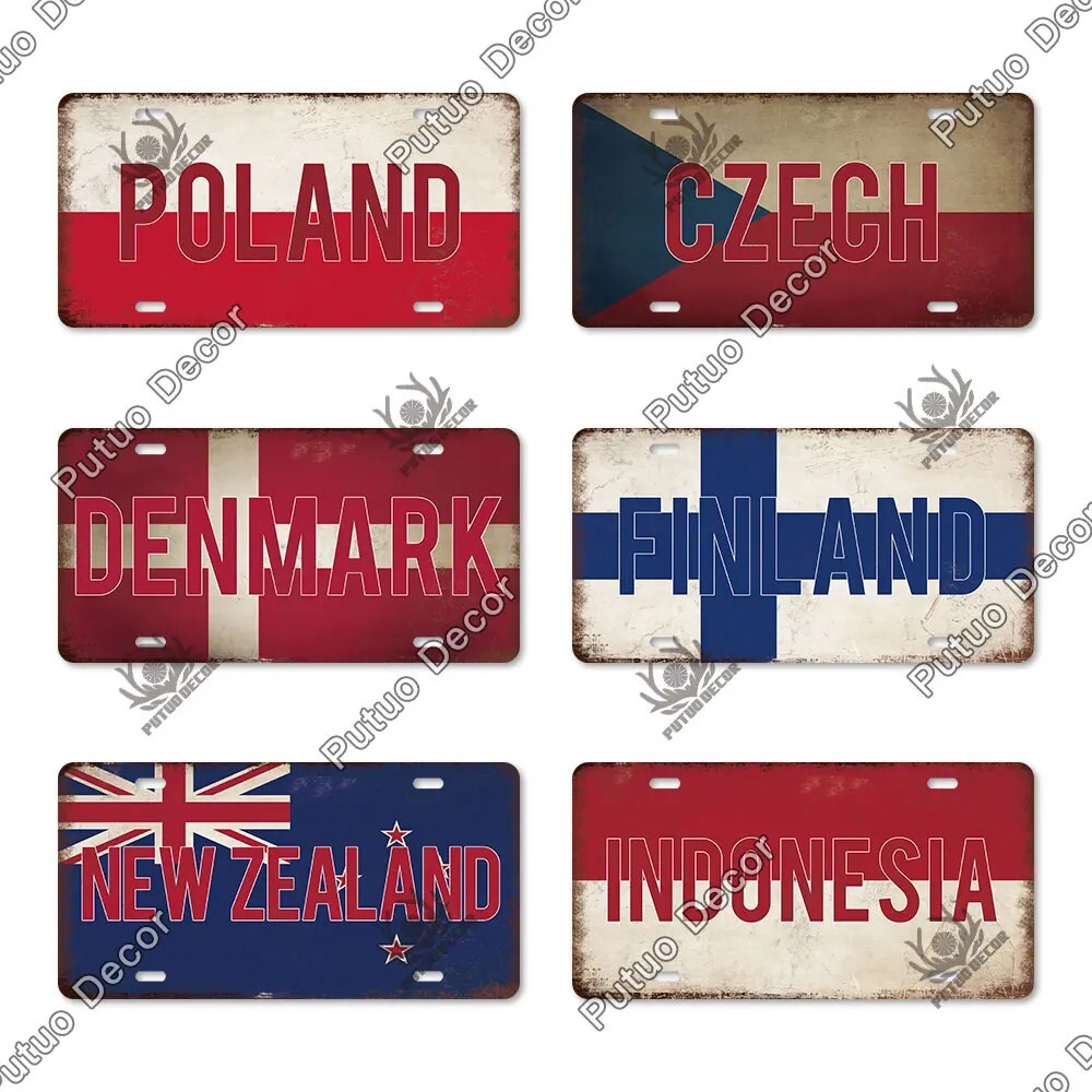 Romania Flag Decorative License Metal Plate Vintage Travel Sign Wall Tin Plaque