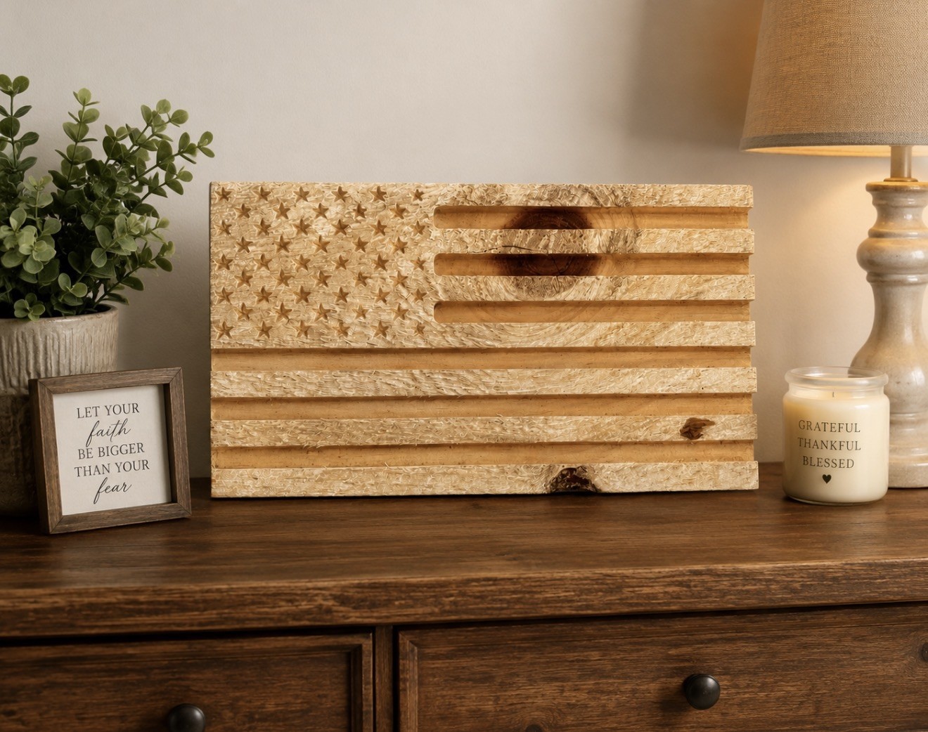 Handcrafted Rustic American Flag Wood Wall Decor 12×6 Smith Orchard Crafts CO