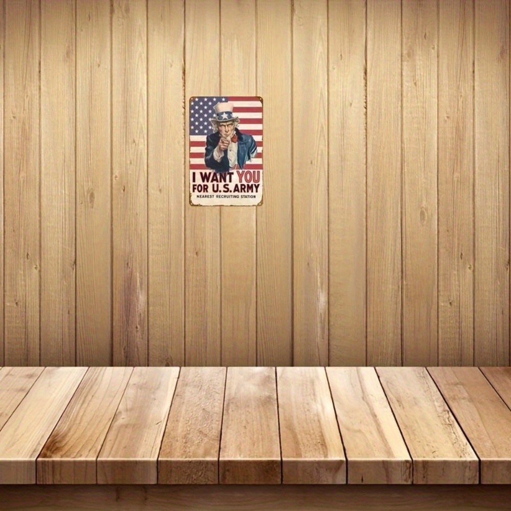 Uncle Sam I Want You Metal Sign Vintage US Army Patriotic Military Wall Decor
