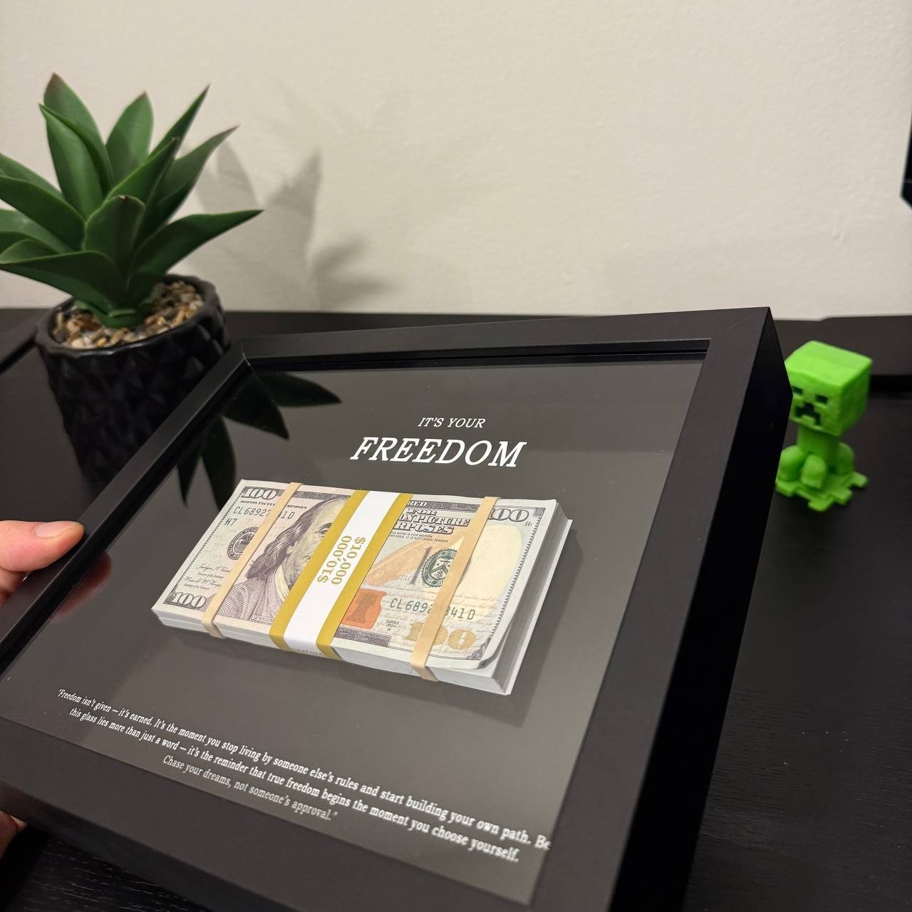 Motivational Money Frame – $10,000 Framed Cash, Office Decor and Business Gift