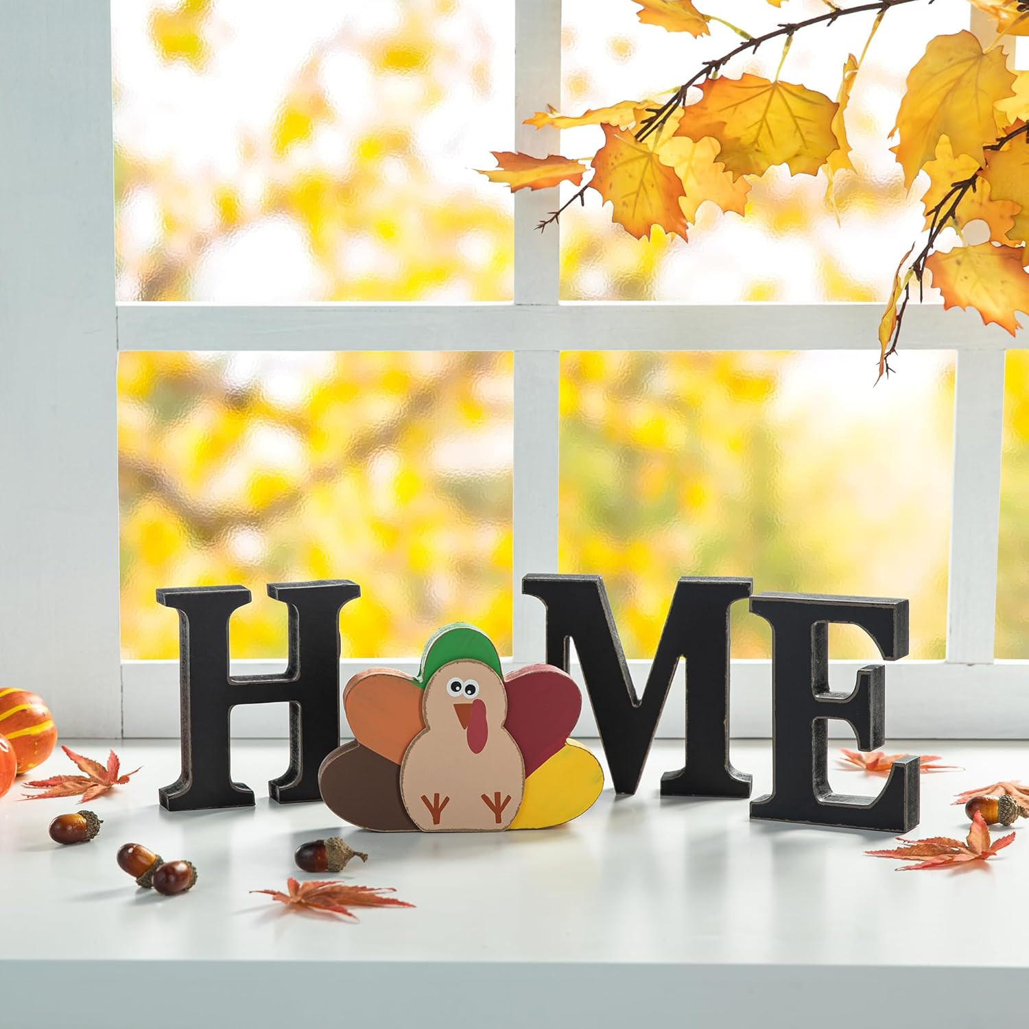 Wooden Home Sign with Changeable Icons 10Pcs, Home Sign with Interchangeable Hol