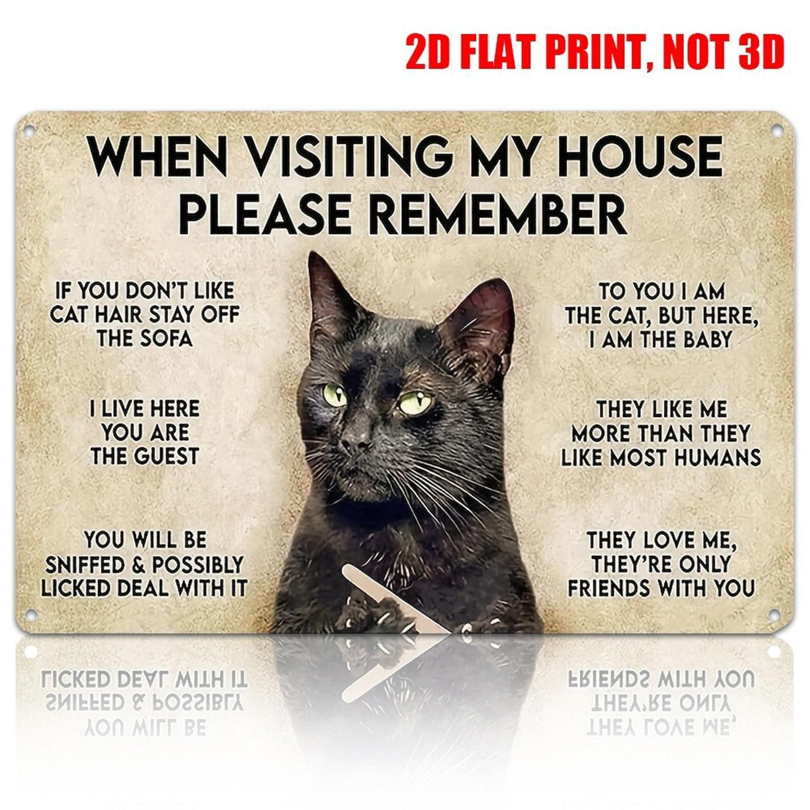 Black Cat Metal Sign Aluminum Sign 8×12 Funny Rustic Decor Wall Art
