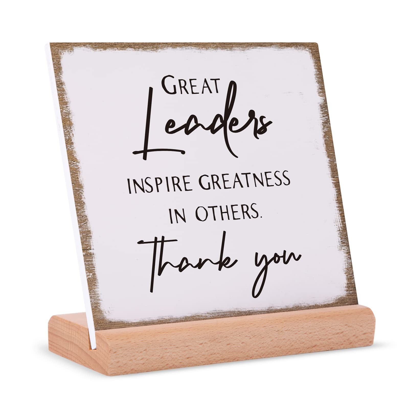 Thank You Gift for Boss, Leader Recognition Award, Wood Base, White