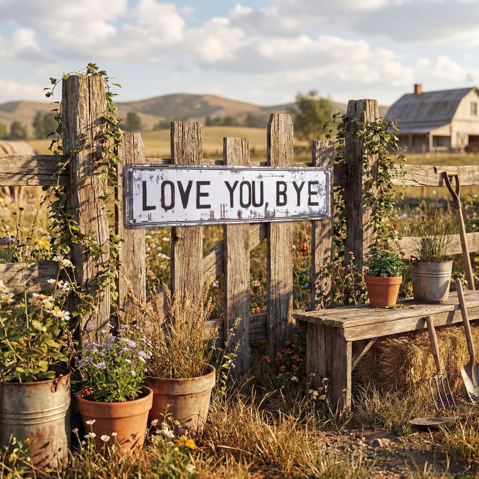 Love You Bye Sign Vintage Love You Bye Sign Wall Decor 16 x 4 Inch Aluminum H…