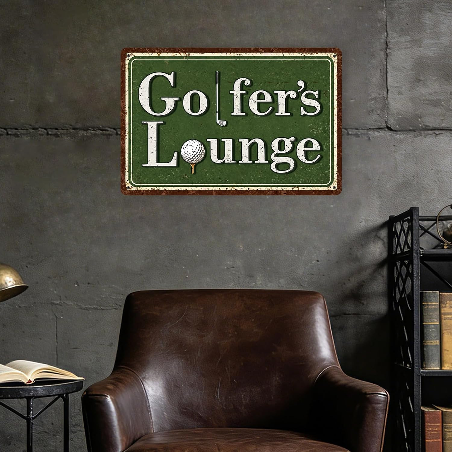 Vintage Golfers Lounge Sign, 30X20Cm/12X8In Tinplate Golf Lounge Decor