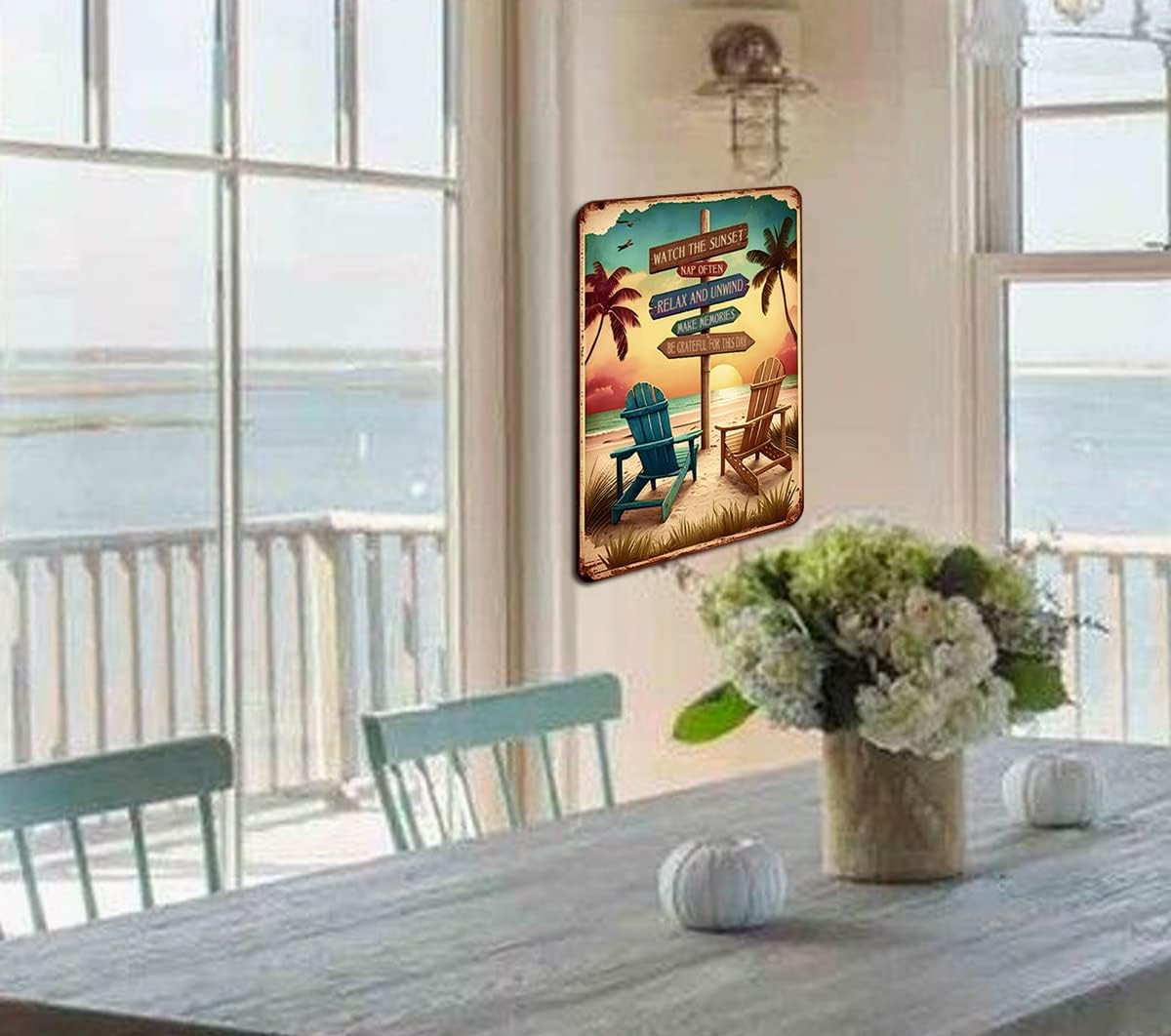Retro Tin Signs Beach Room Decor Vintage Beachy Bedroom Surfboard Wall Decor 12X