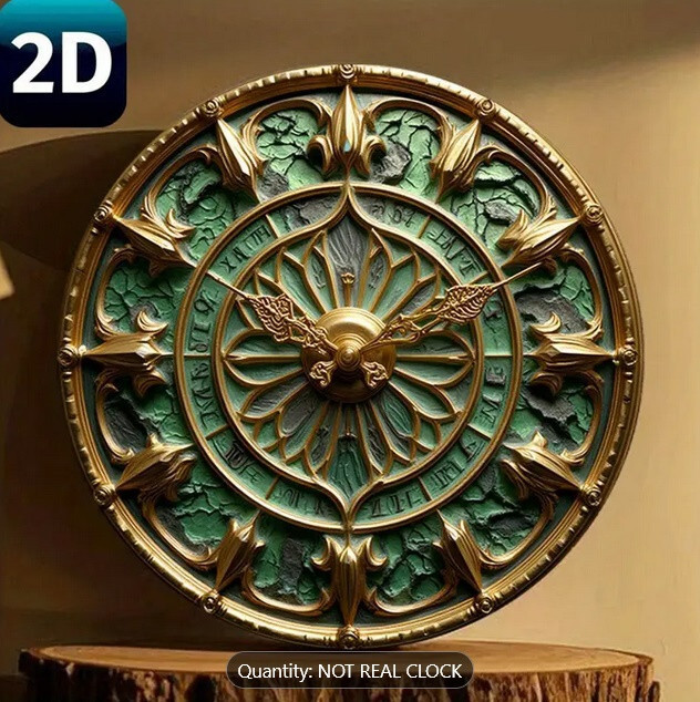 Pair Decorative Wall Plaques Green ‘Clock’ (Not a Real Clock) New! Aluminum Set