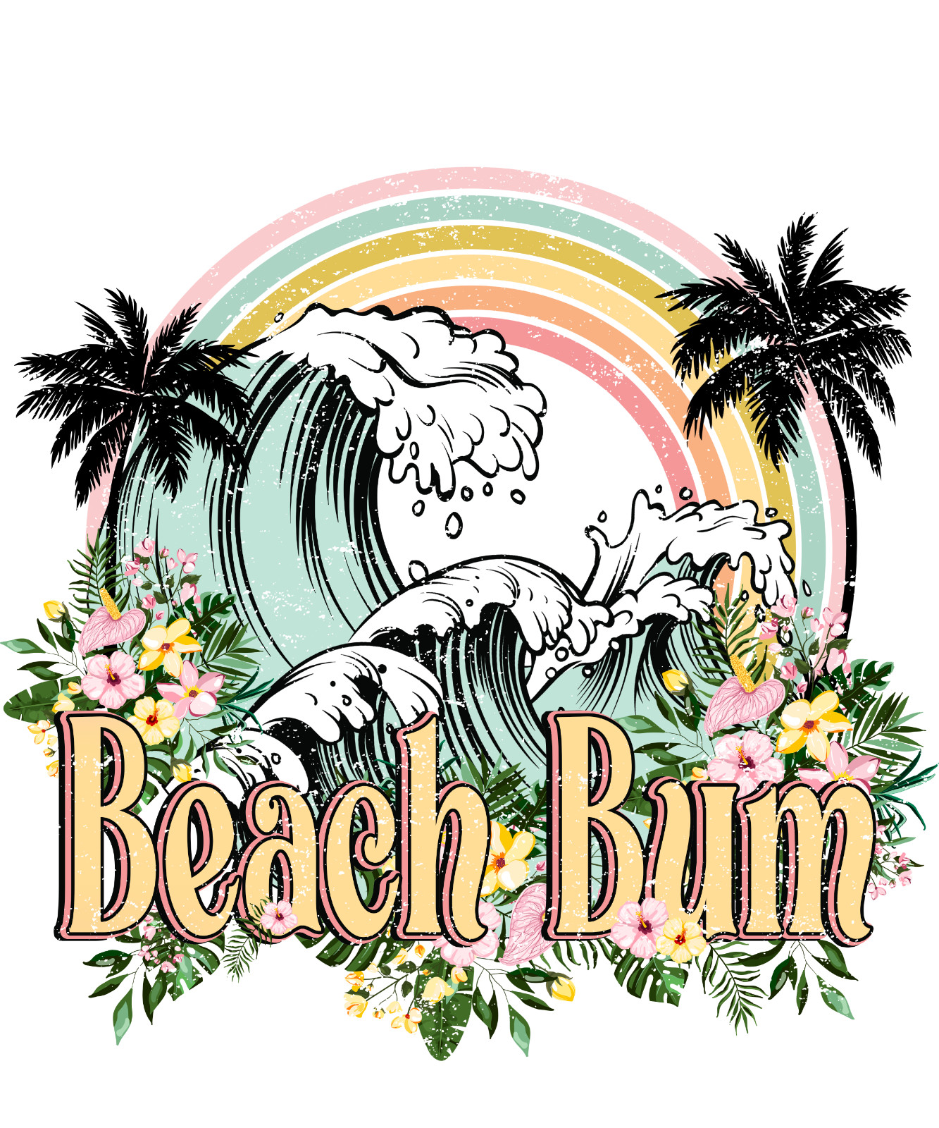 BEACH BUM Sublimation Print Ready to Press, Heat Transfer PICK YOUR SIZE