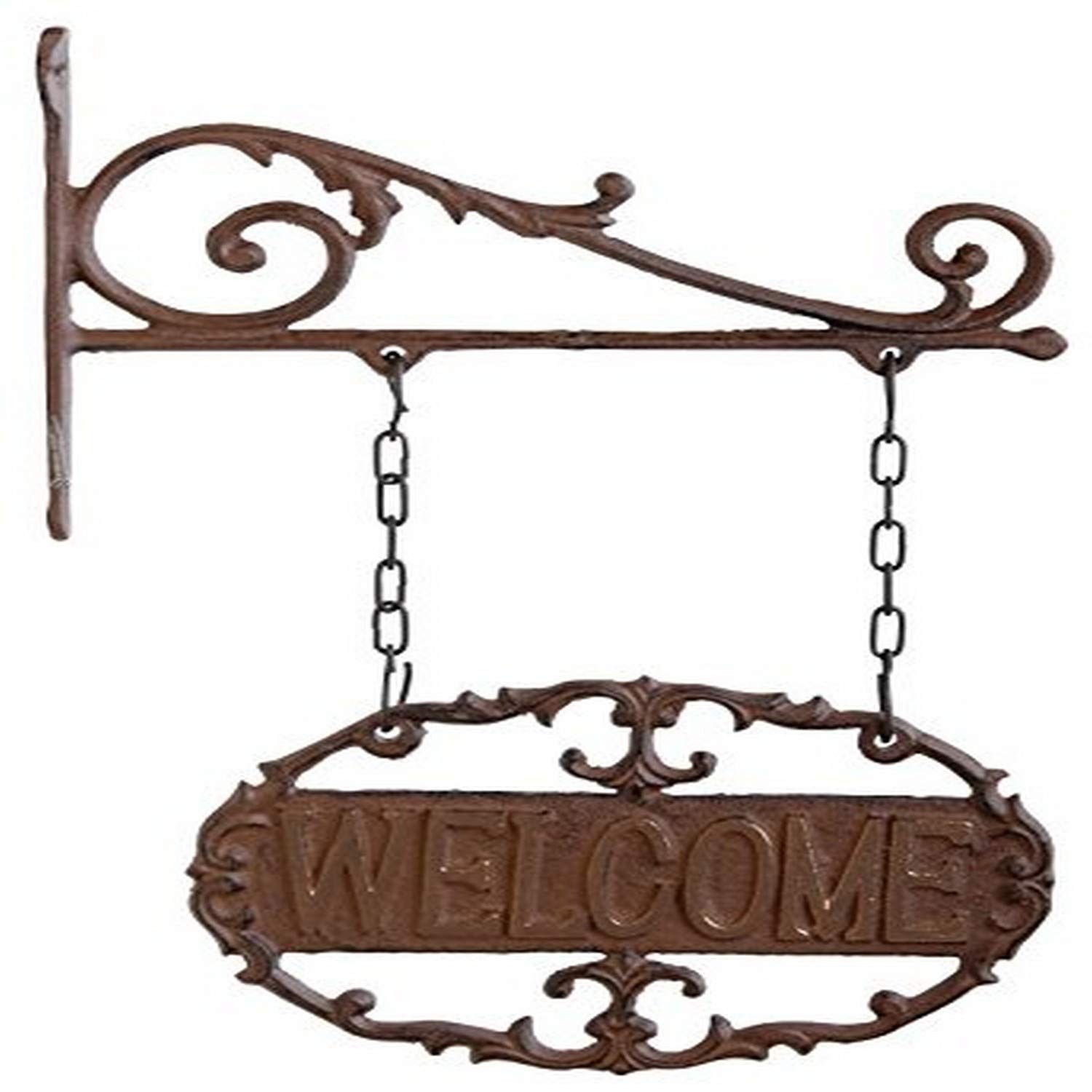 Welcome Sign Wall Bracket 8.853″ X 1.482″ X 13.065″ Antique Brown