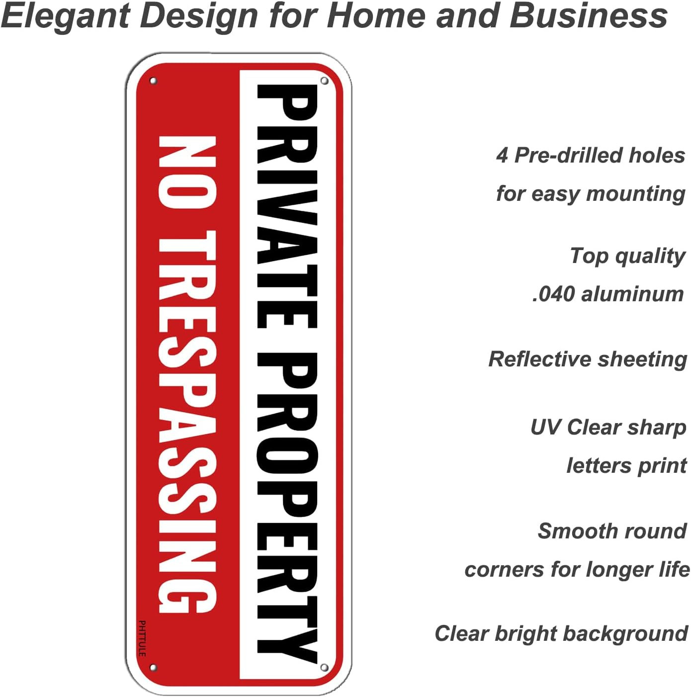 Private Property No Trespassing Sign 2 Pack, 10 x 3.5 inches Sturdy Rust Free…