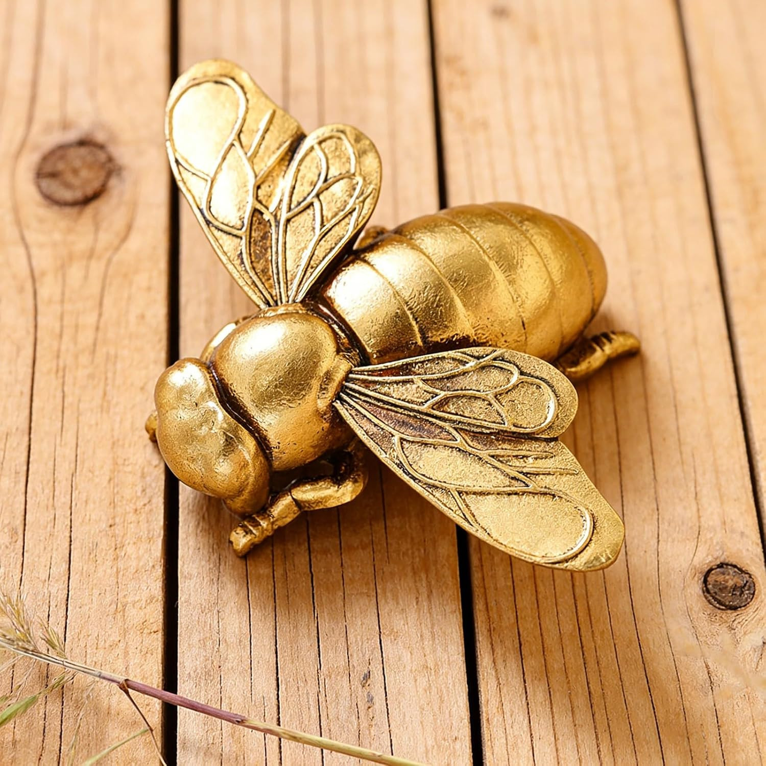 Gold Bee Wall Decor Resin Bug Wall Art (Metallic Gold) | 3D Hanging Honey Bee Wa