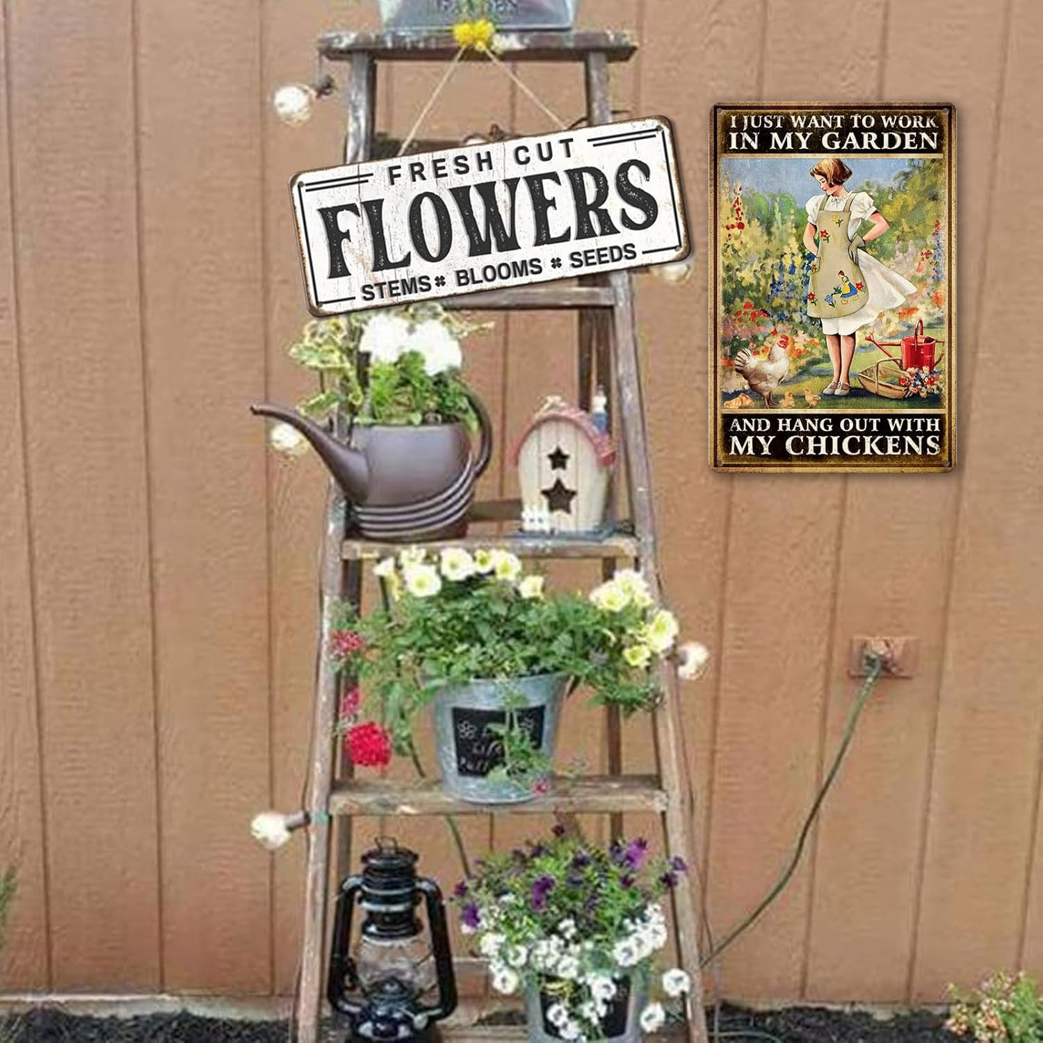 Chicken Signs for Coop Funny Garden Metal Tin Sign Vintage Chicken Sign Decor