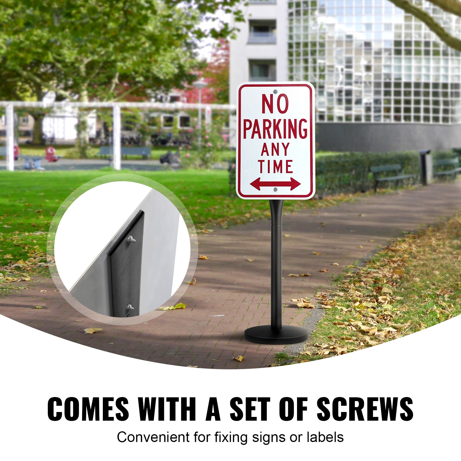 Uimoso Cast Iron Sign Post 4 ft Portable U-Channel Sign Stand with Wheels Black