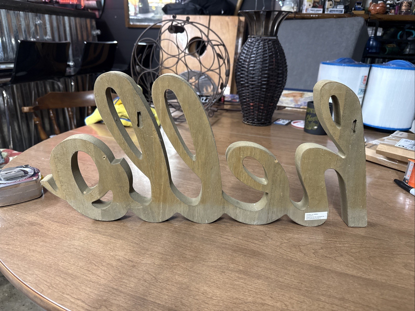 Wooden “Hello” 10” X 9 1/4” X 1”