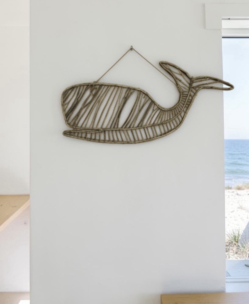 Wicker Grapevine Whale Sculpture Wall Hanging Classic Beach House Garden 35×16