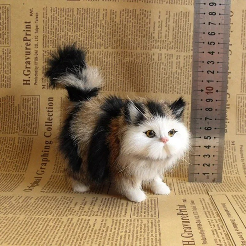 Cute Simulation Cat Plush Toys Soft Stuffed Kitten Model Fake Cat Realist Animal