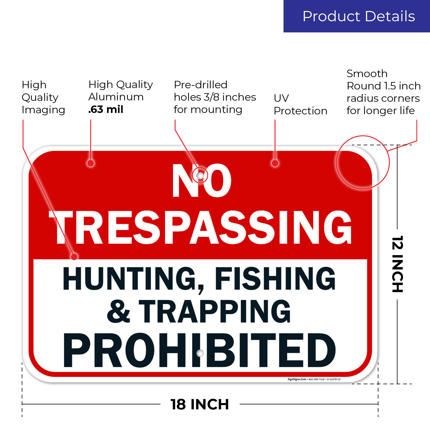 No Trespassing, Hunting, Fishing, Trapping Prohibited Sign,