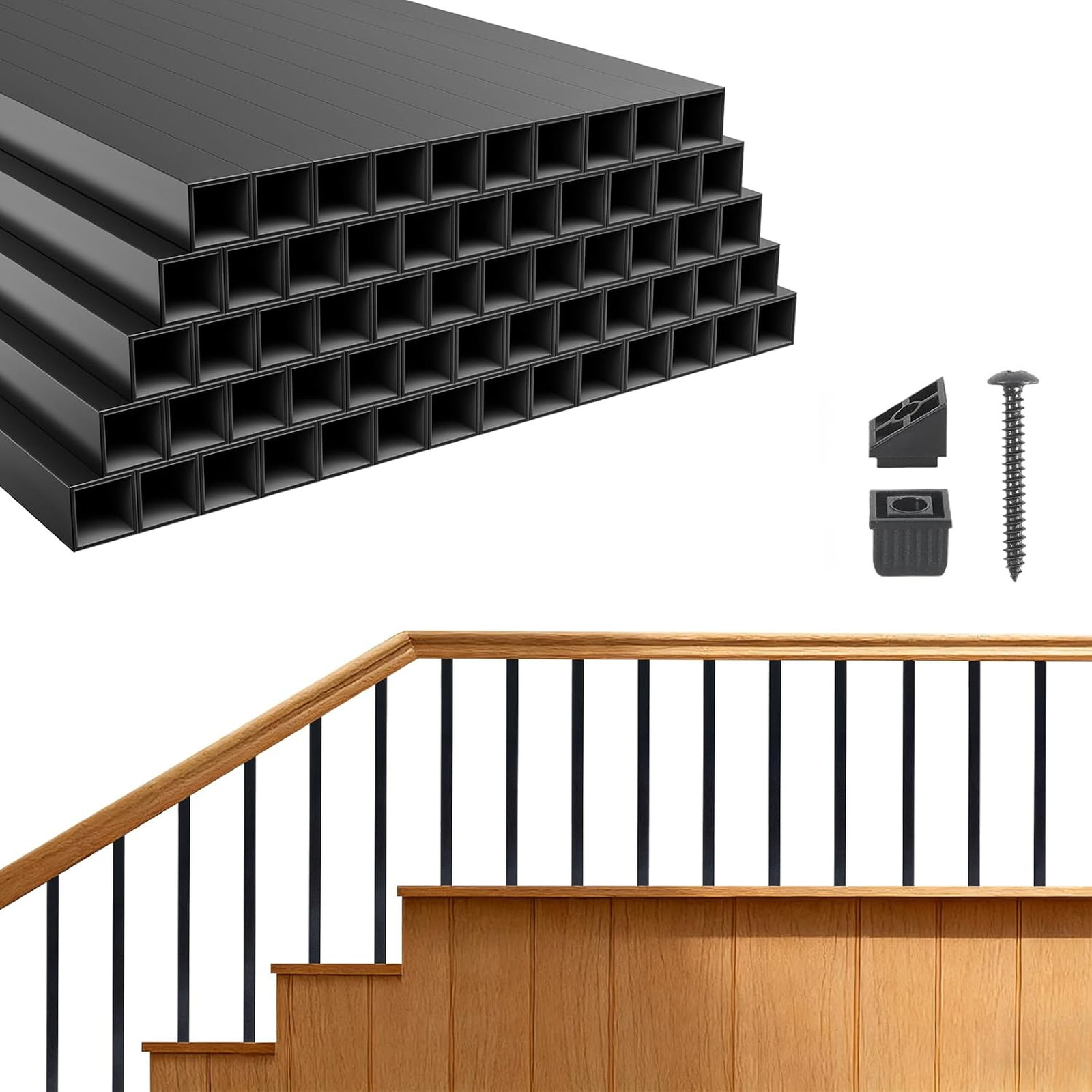 125 Pack Aluminum Deck Balusters 3/4 Inch Square x 26 Inch Long Black Railing