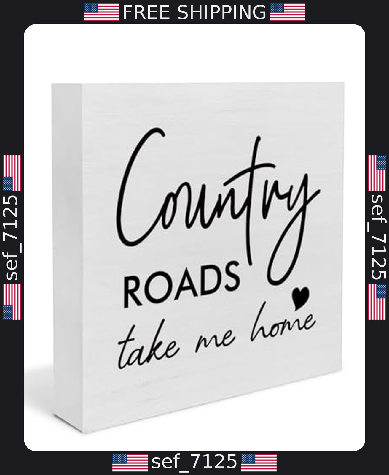 Rustic Wooden Sign – “Country Roads Take Me Home” Country Decor for Any Room
