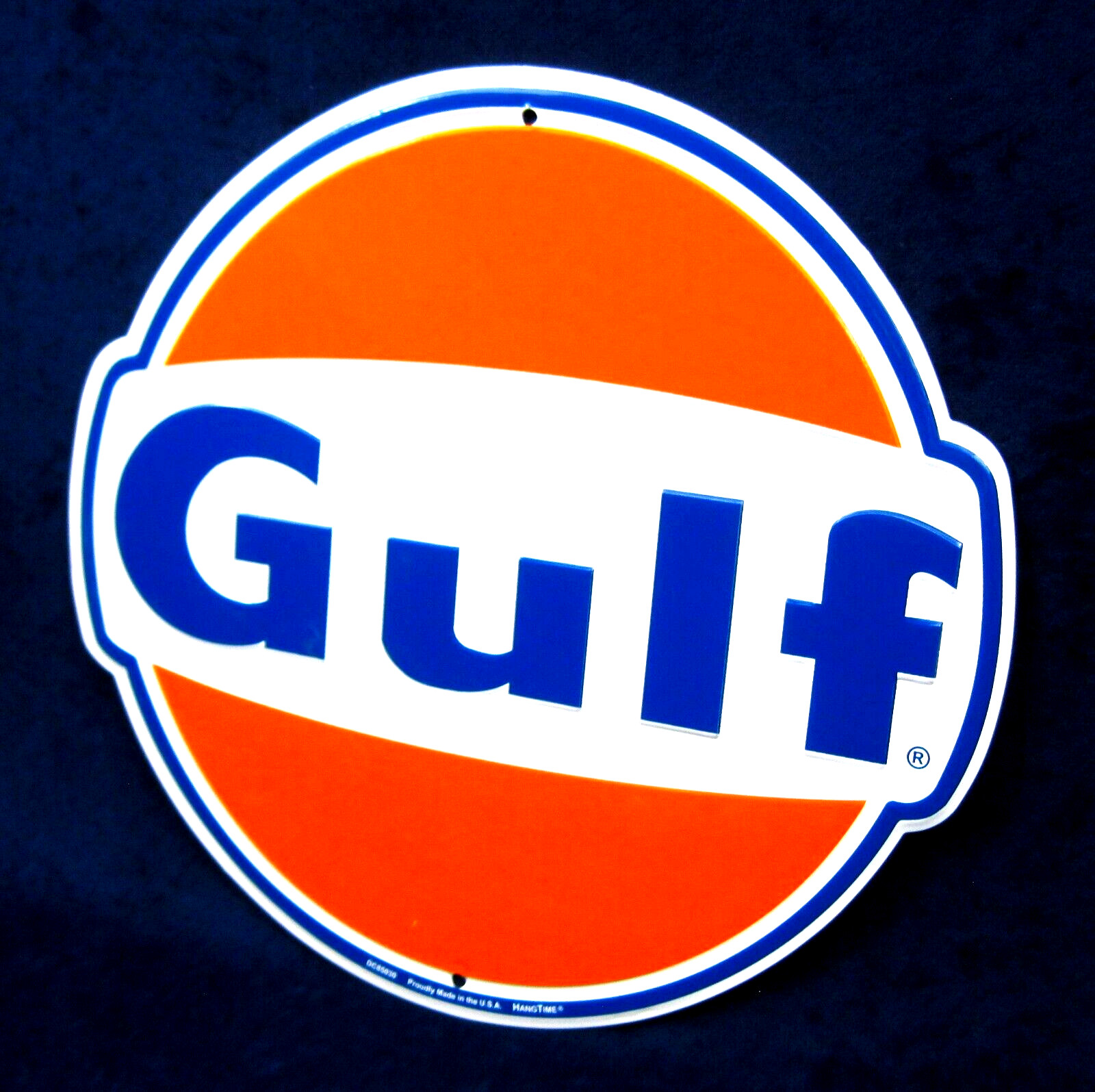 GULF Die-Cut Embossed Metal Round Sign ~ Garage Shop Man Cave Bar ~ MADE in USA