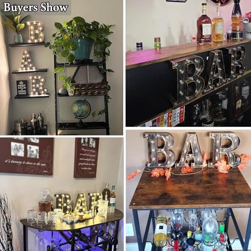 Light Up BAR Sign, LED Vintage Letters Home Decor Name Signs – Illuminated