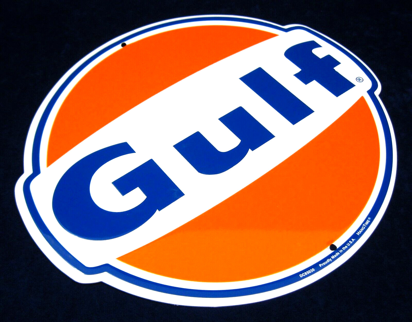 GULF Die-Cut Embossed Metal Round Sign ~ Garage Shop Man Cave Bar ~ MADE in USA