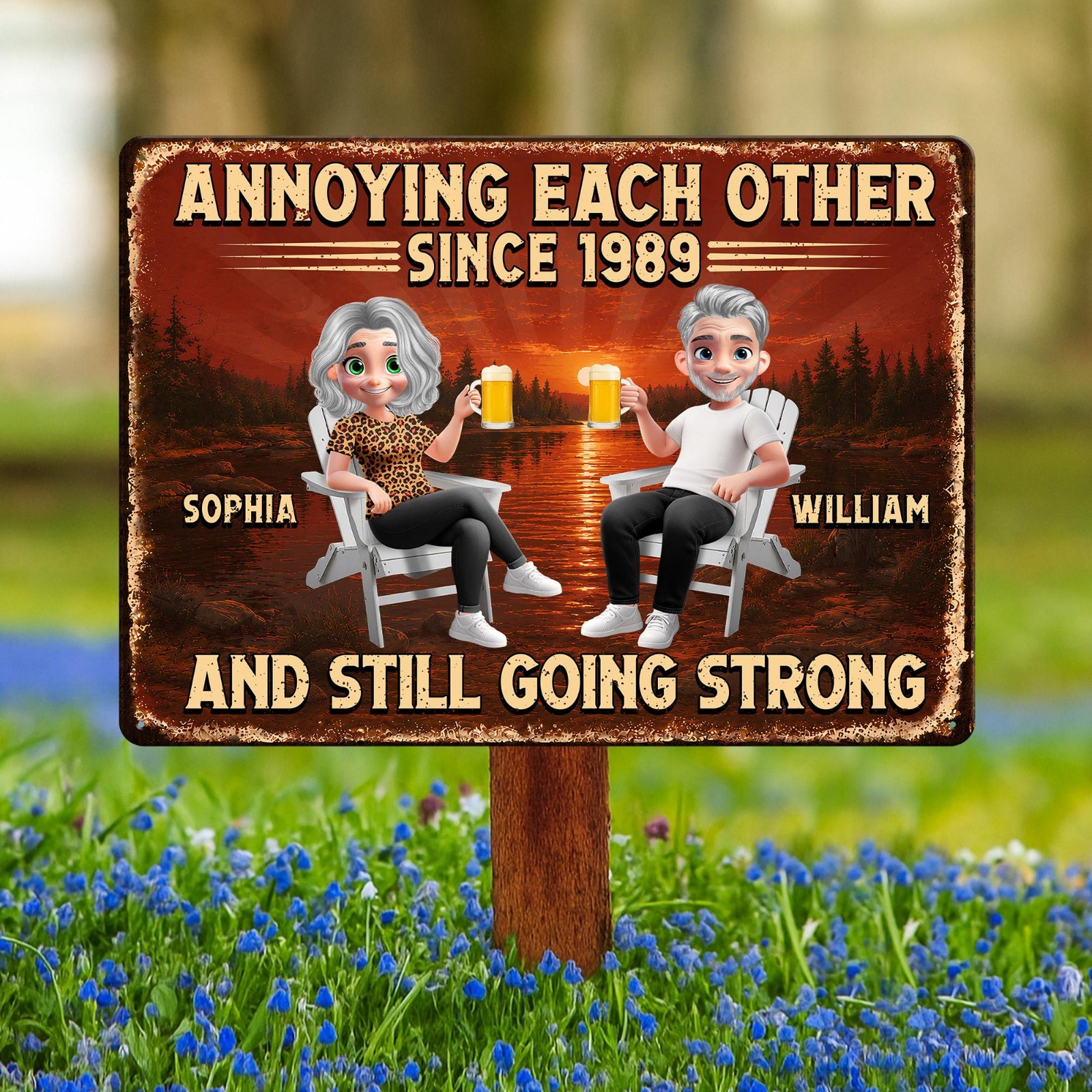 Personalized Wedding Anniversary Metal Sign, Funny Couple Forever Gift