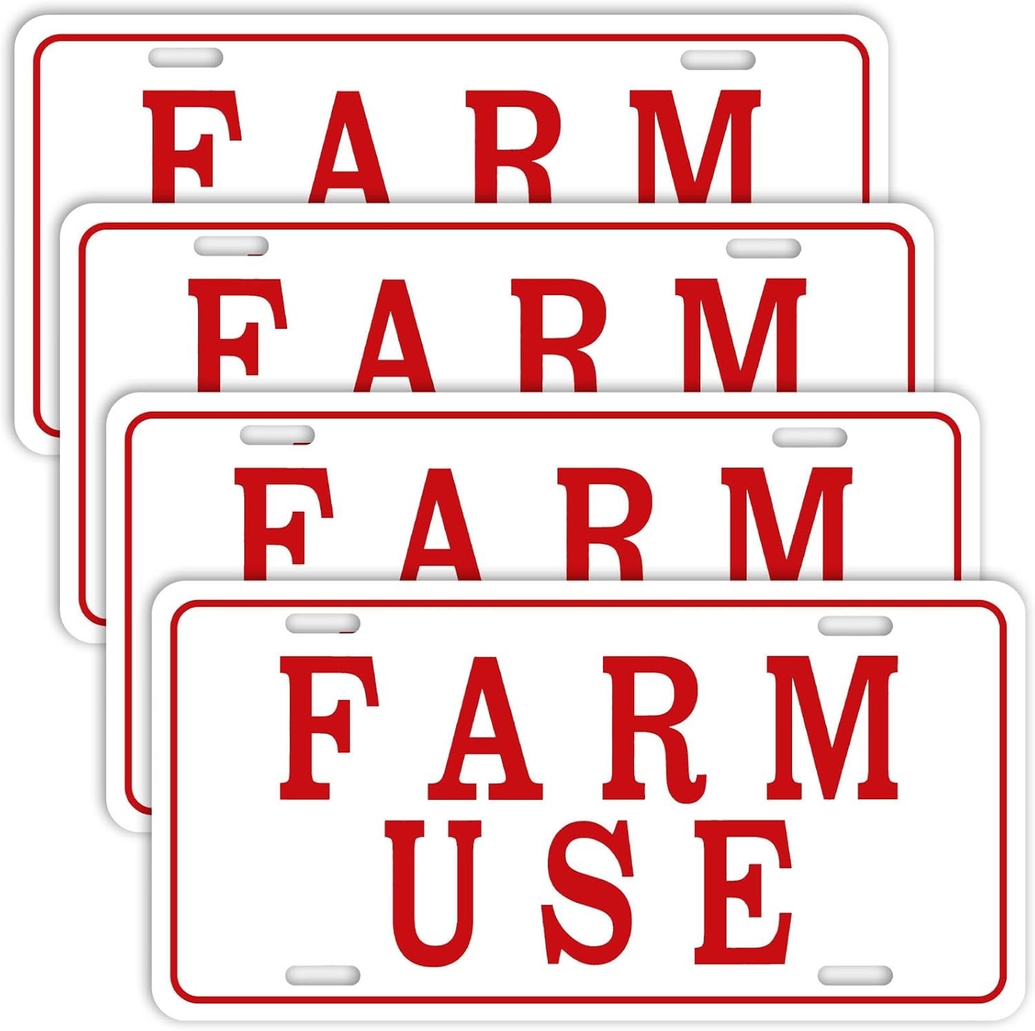 Blulu 4 Pieces Farm Use ID Tag Sign Aluminum Reflective Rust red, white