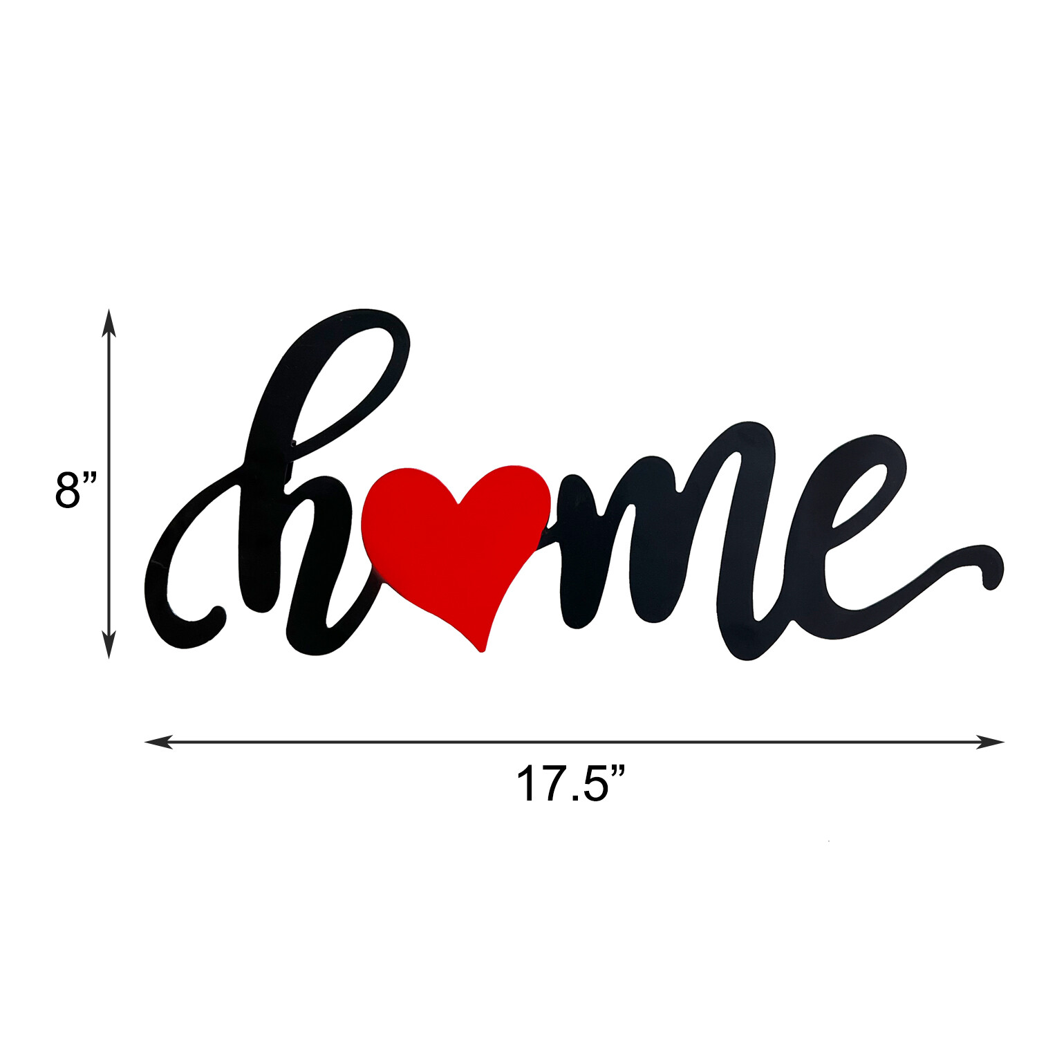 Metal Home Word Sign Wall Art with Heart Farmhouse Hanging Decor with Sentiment