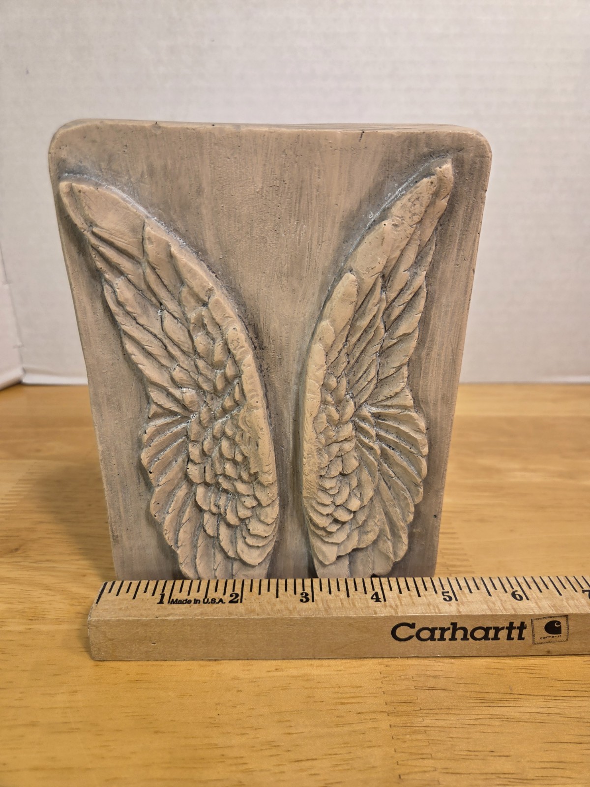 Carved Angel Wings Wall Decor Resin faux wood look 5” X 7”