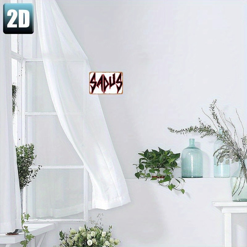 Red Black Sadus Letter Metal Sign Heavy Metal Fan Room Hanging Wall Art