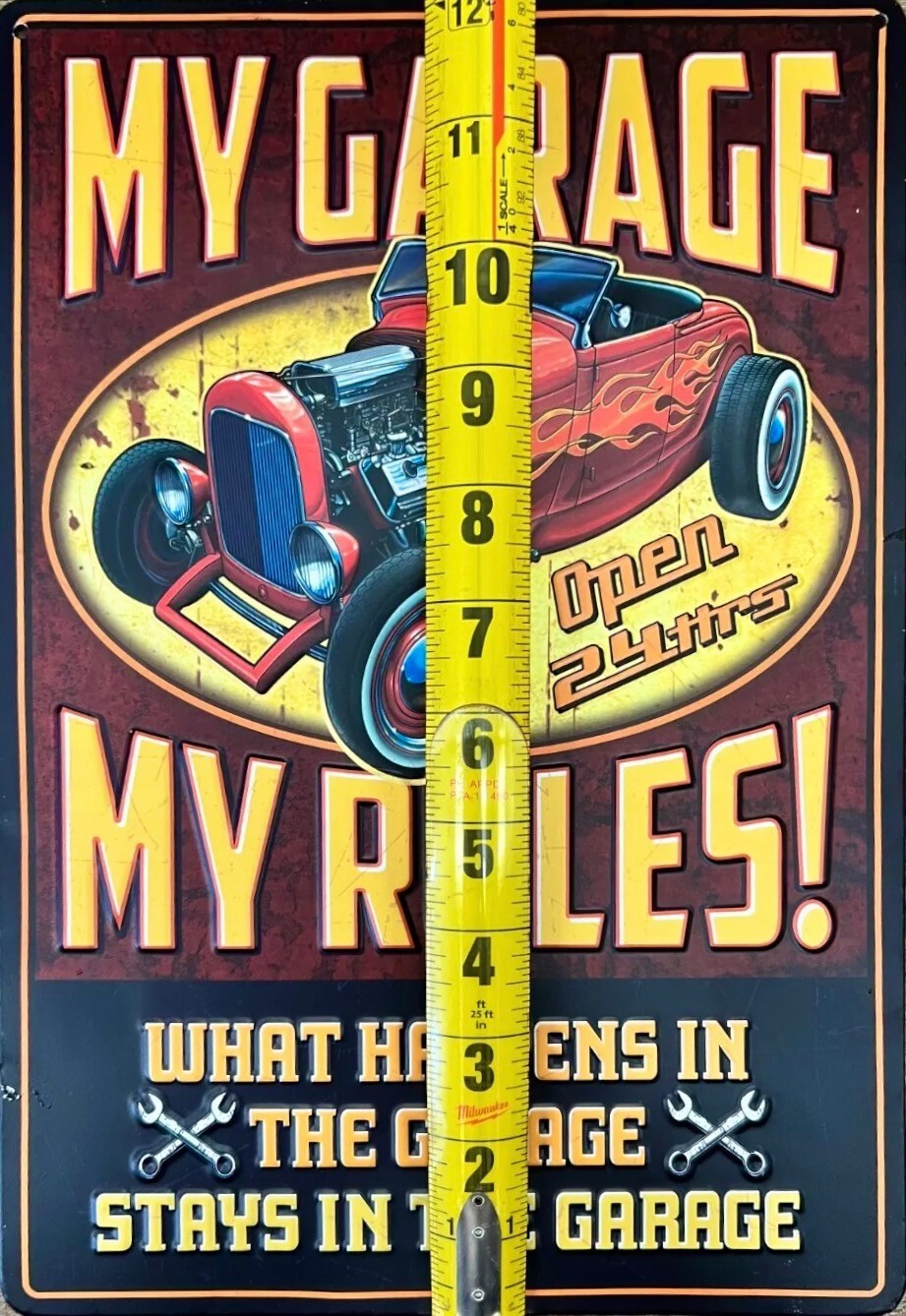 “My Garage My Rules” Embossed Metal Sign 12″ x 9″