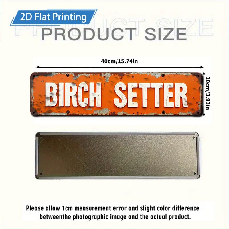Rustic Orange Birch Setter Metal Sign 10.16X40.64 cm
