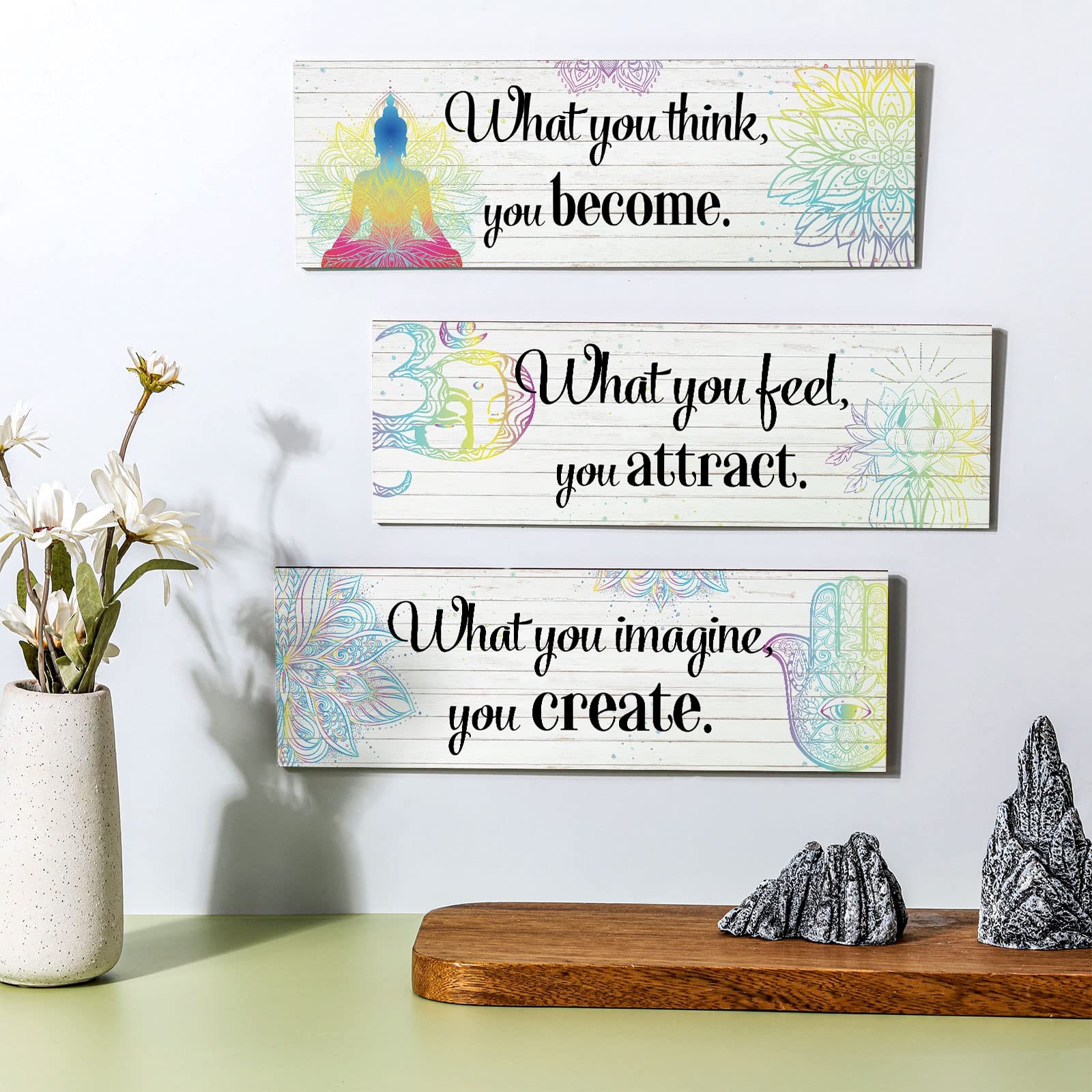 3 Buddha Decor Buddha Wall Art Meditation Room Chakra Decor for Bedroom Zen Q…