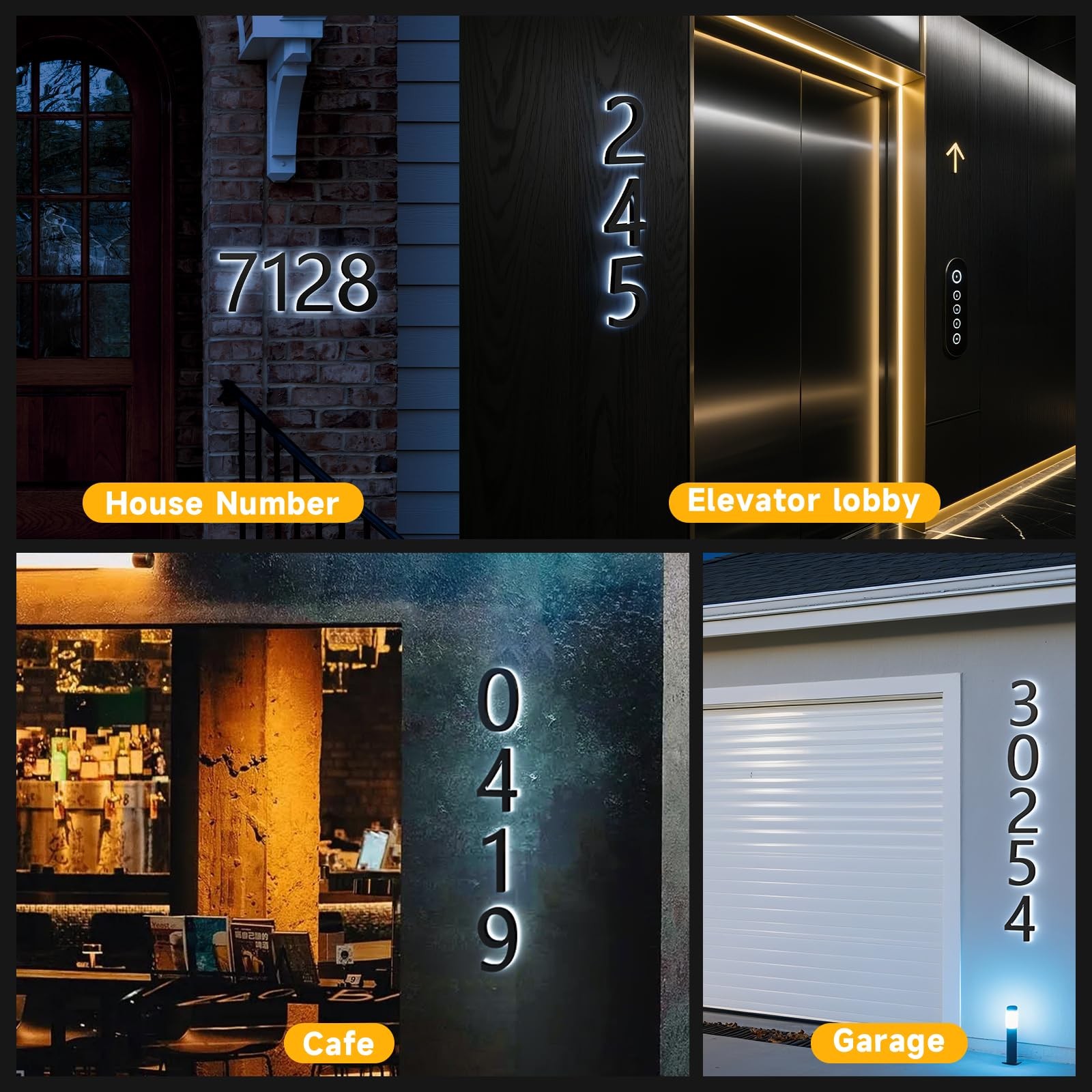 LLtronation 9 Inch Backlit House Numbers for Outside, Stainless Steel, LED