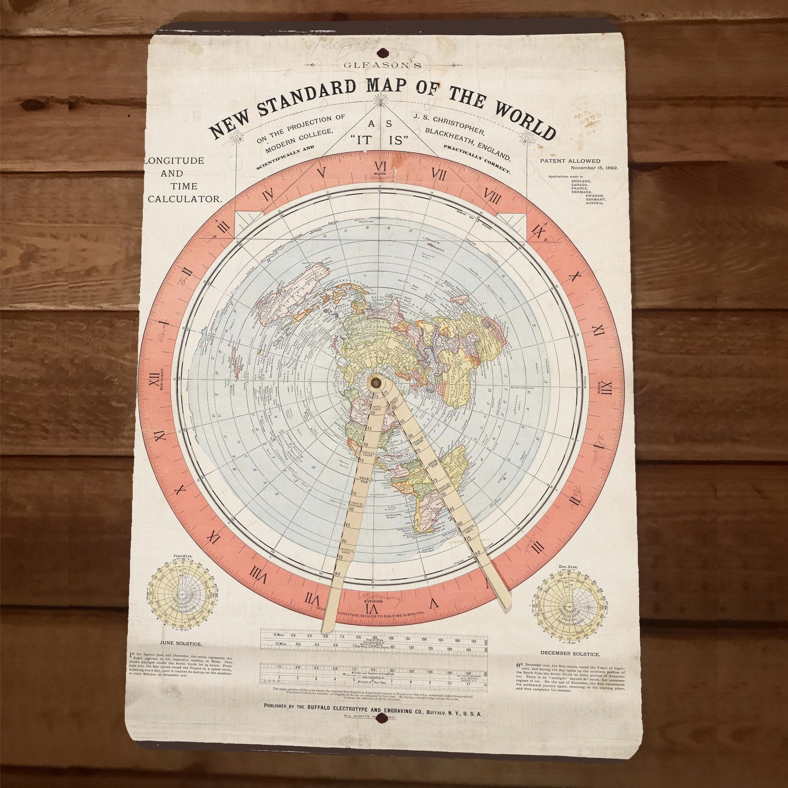 Alexander Gleasons New Standard Map of the World 8×12 Metal Wall Sign