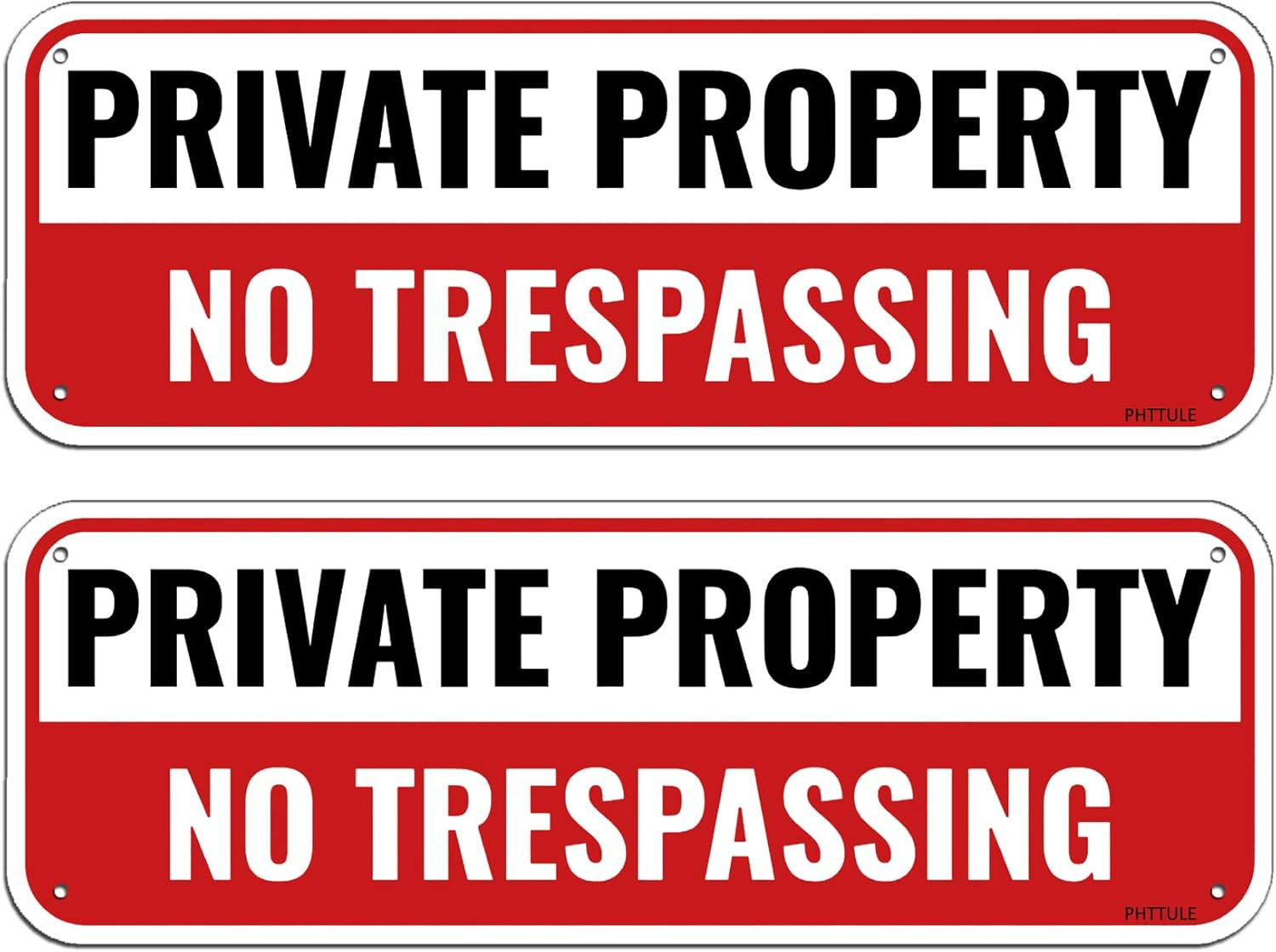 Private Property No Trespassing Sign 2 Pack, 10 x 3.5 inches Sturdy Rust Free…