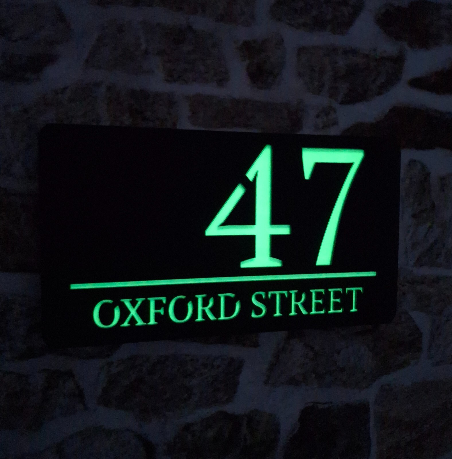 Glow In the Dark House Number Sign Door Address Plaque Personalised Laser Cut