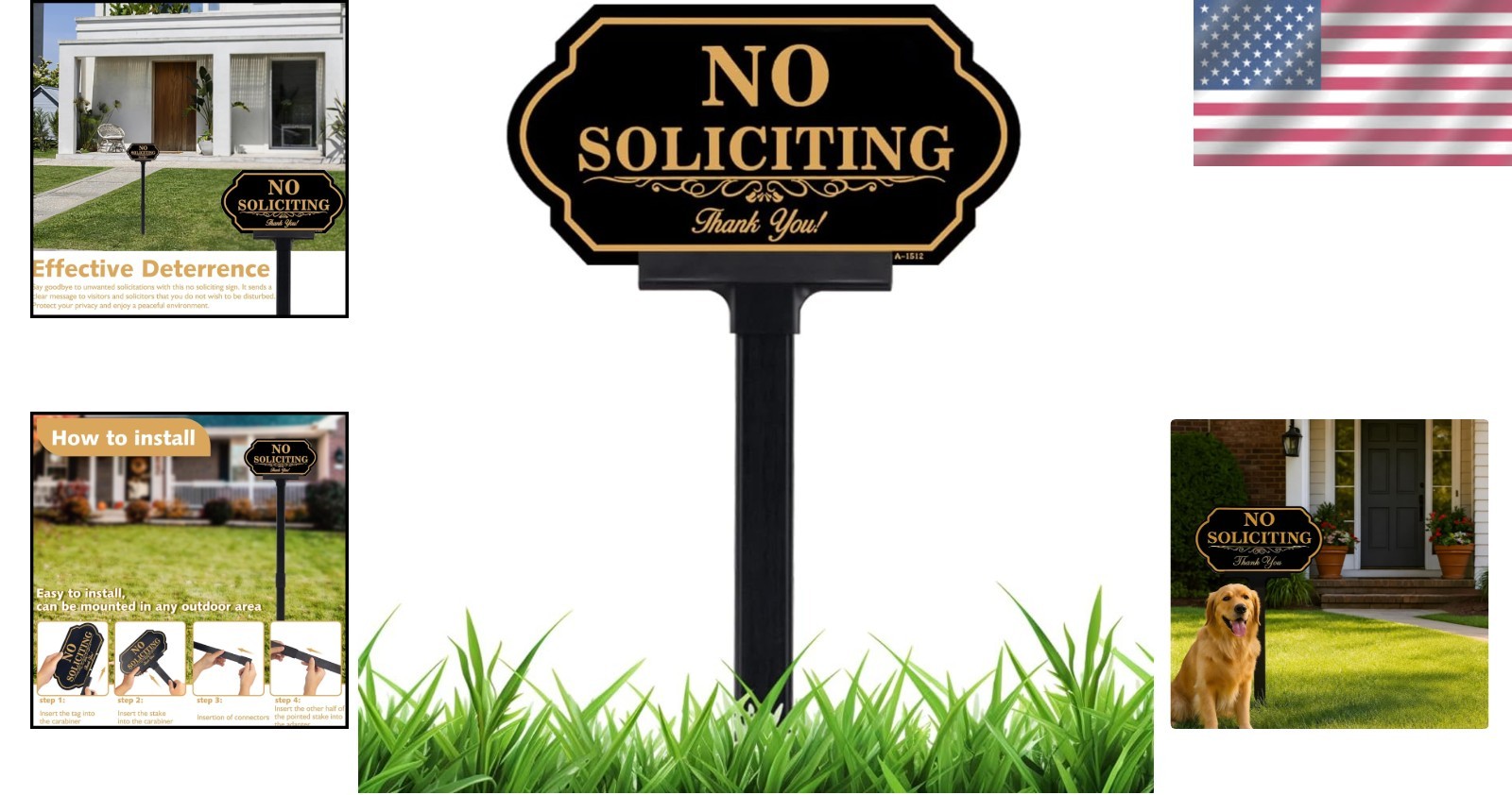 Luxury No Soliciting Yard Sign – 50-mil Aluminum with Rust-Free Fiberglass Stake