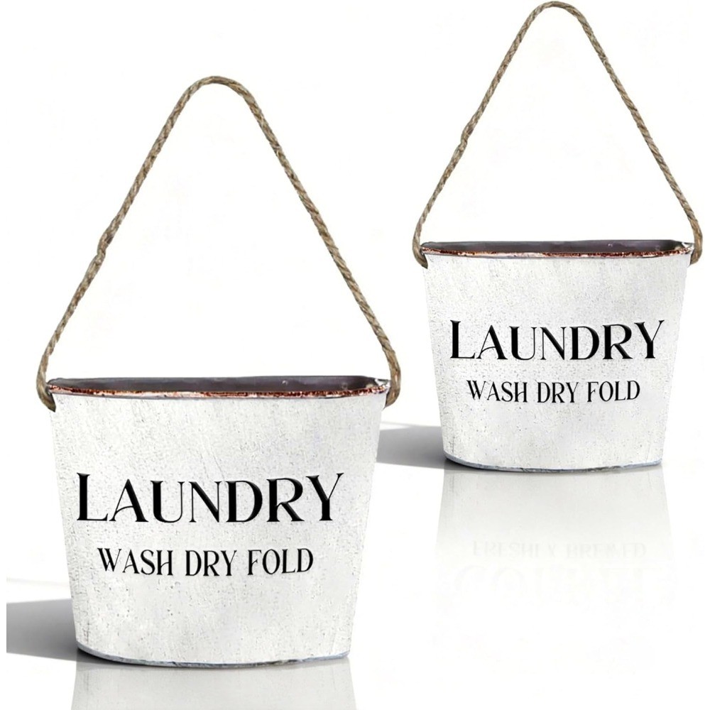 Laundry Room Decor – 2 Pcs Rustic Farmhouse Wall-Mounted Planters, Decorative