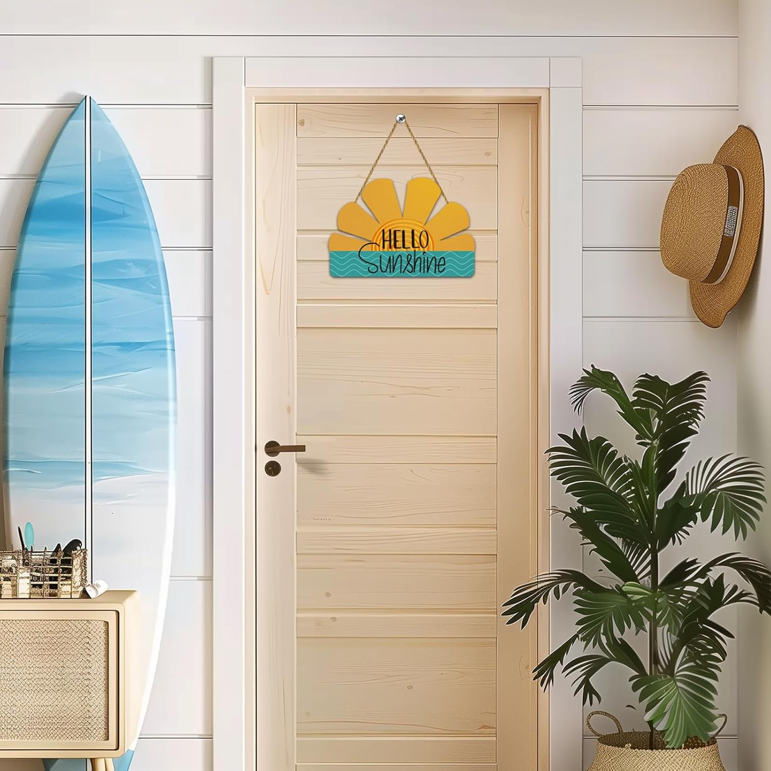 Summer Decor Summer Door Decor Sun Shape Hanging Plaque Pool Decorations Wooden