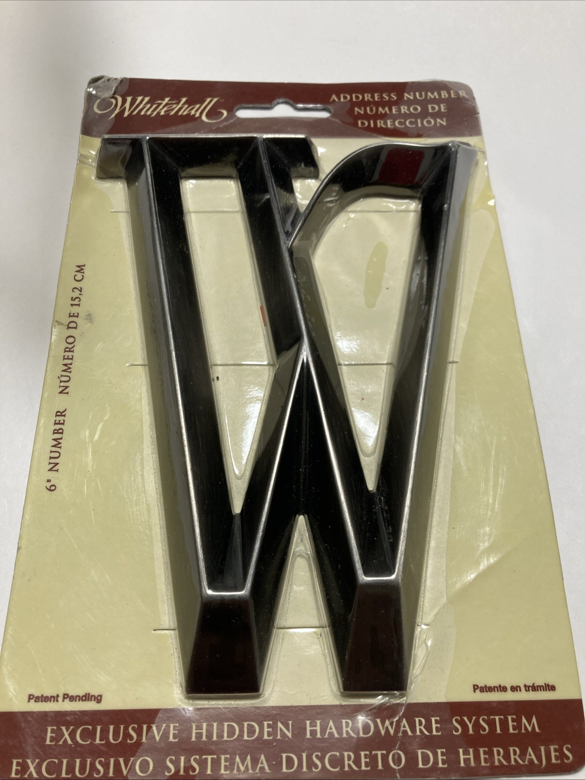 WHITEHALL Door House Address Number Letter W Brushed Nickel 6″