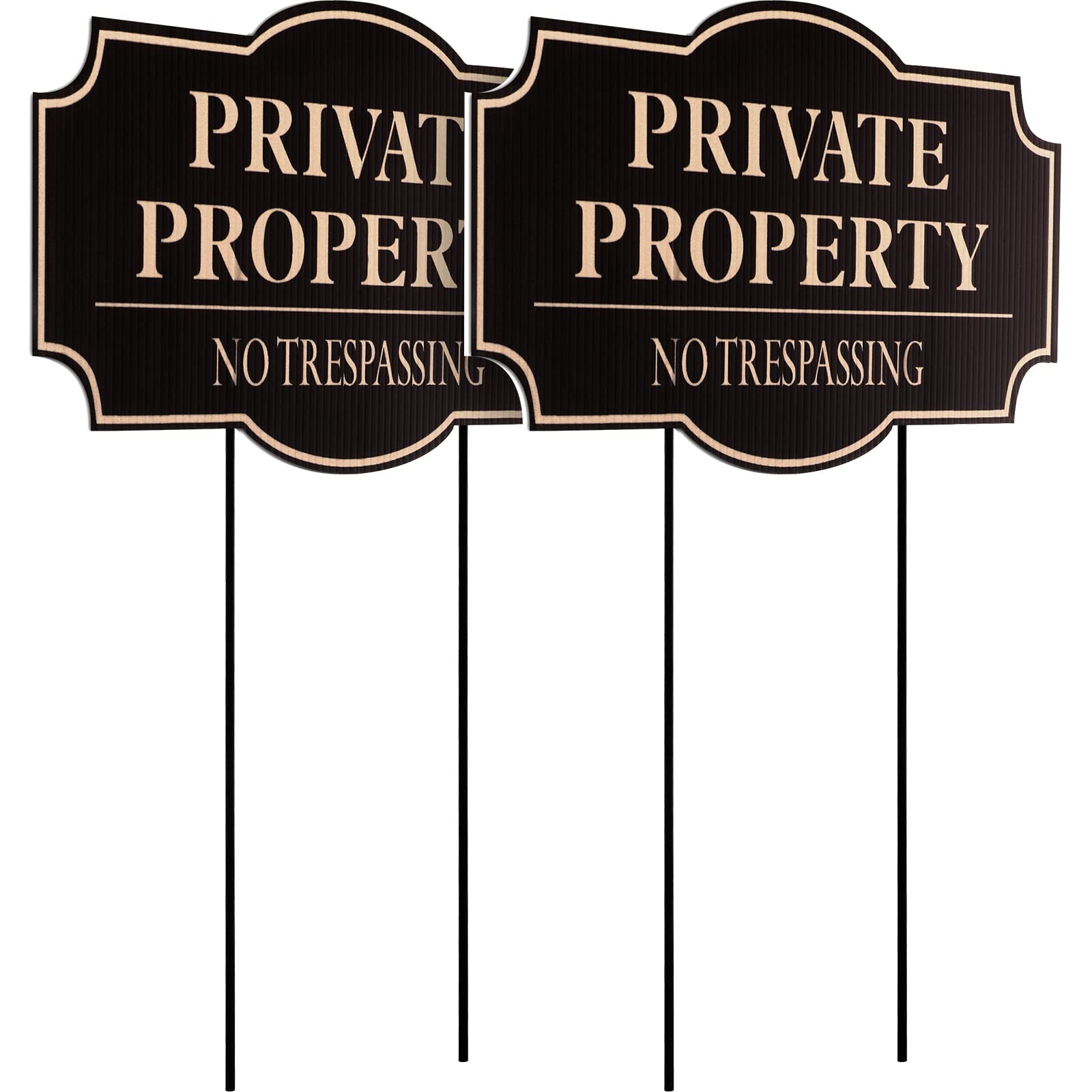2-Pack No Trespassing Signs, 11.8 X 6.7 Inches, Private Property Decorative Sign