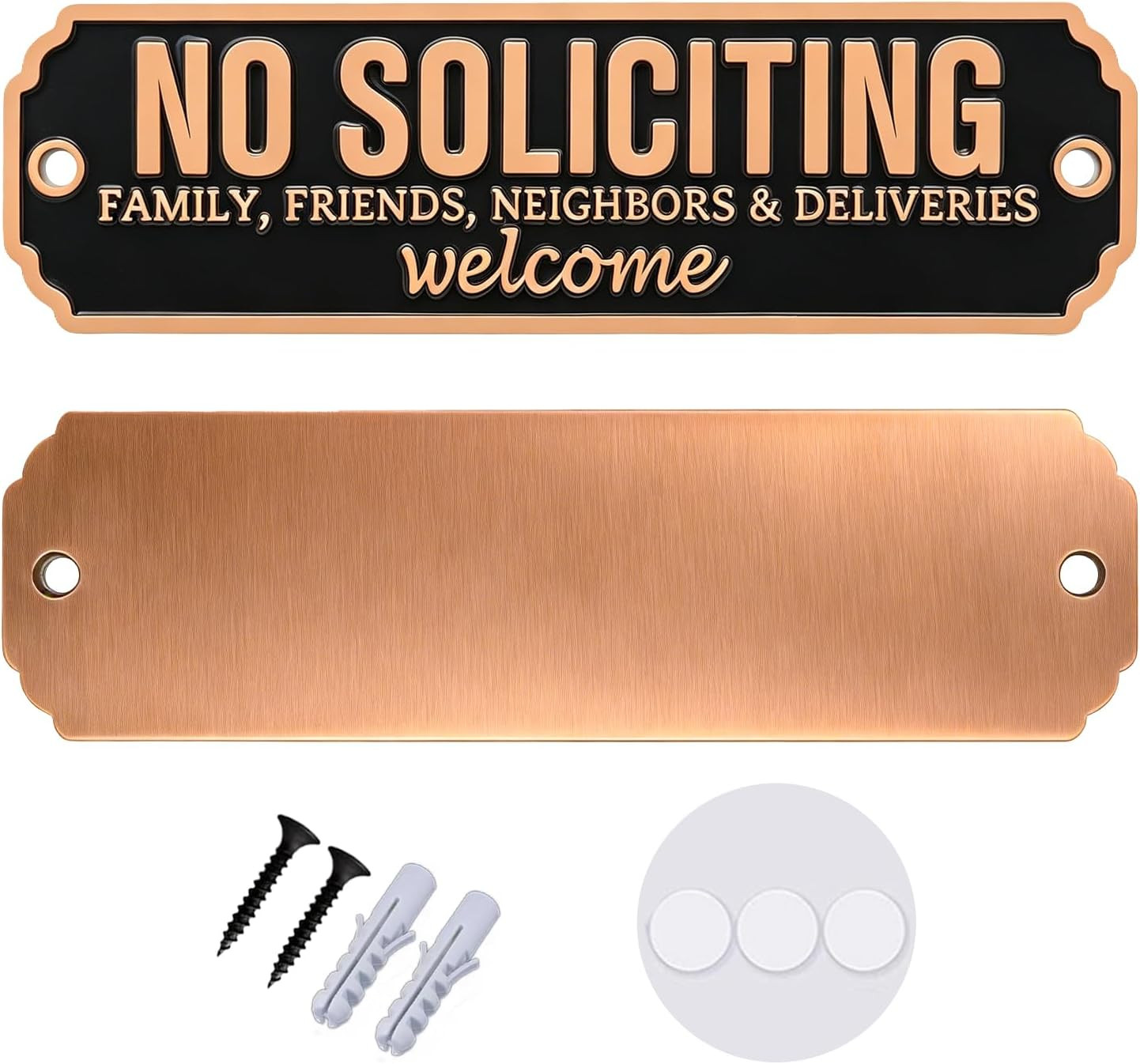 Brass No Soliciting Sign, No Soliciting Sign for House, Elegant Welcome Front