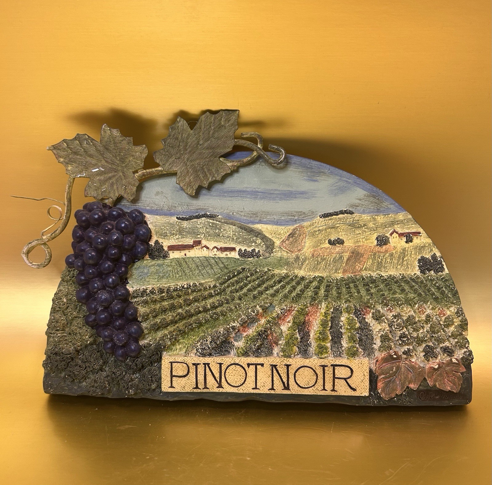 Original Artwork Pinot Noir Carved Red Wine Grapes Vineyard Wall Art