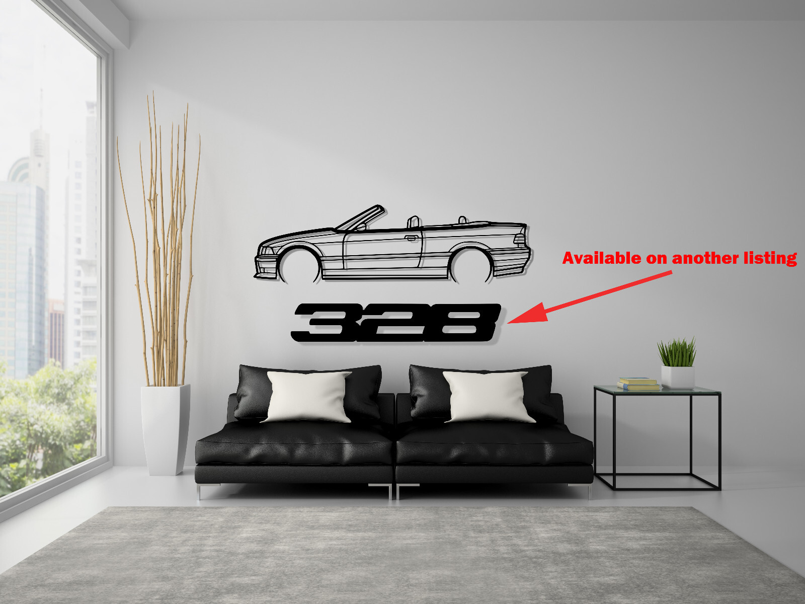 BMW E36 CONVERTIBLE Silhouette Steel Wall Decor Decoration Art CABRIO 328 M3 2.8