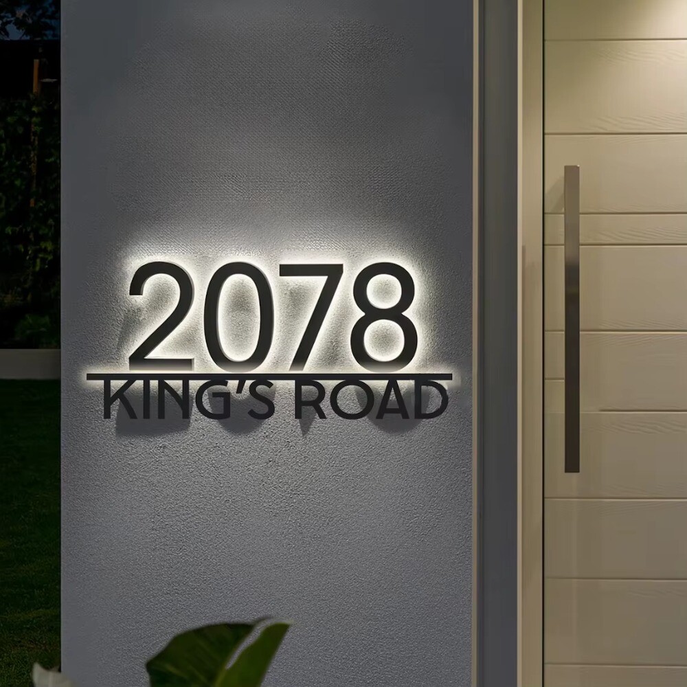 Custom Backlit House Numbers Illuminated Address Sign LED address Plaque