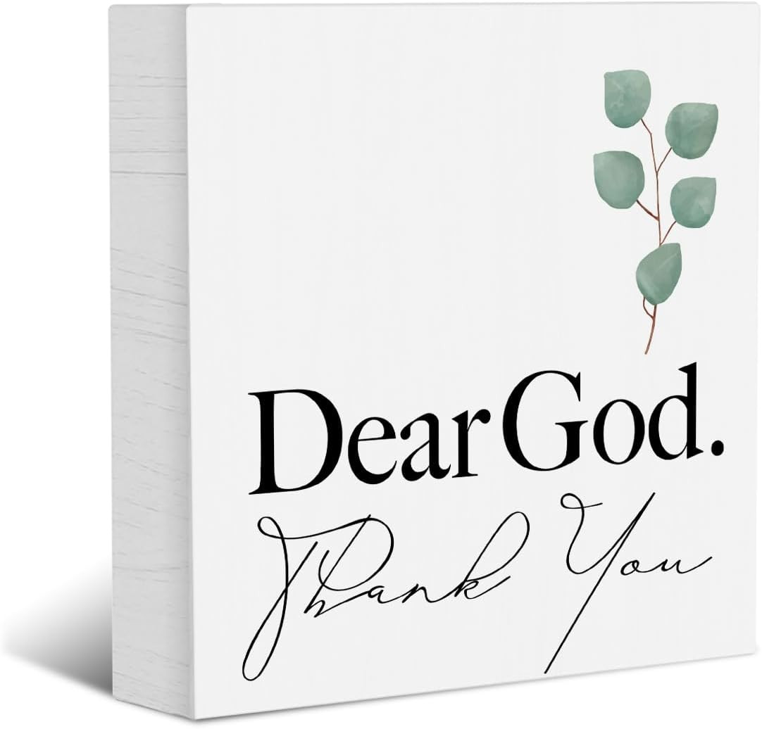 Farmhouse Decorative Signs Plaques Wooden Box Sign Desk Decor, Christian Saying